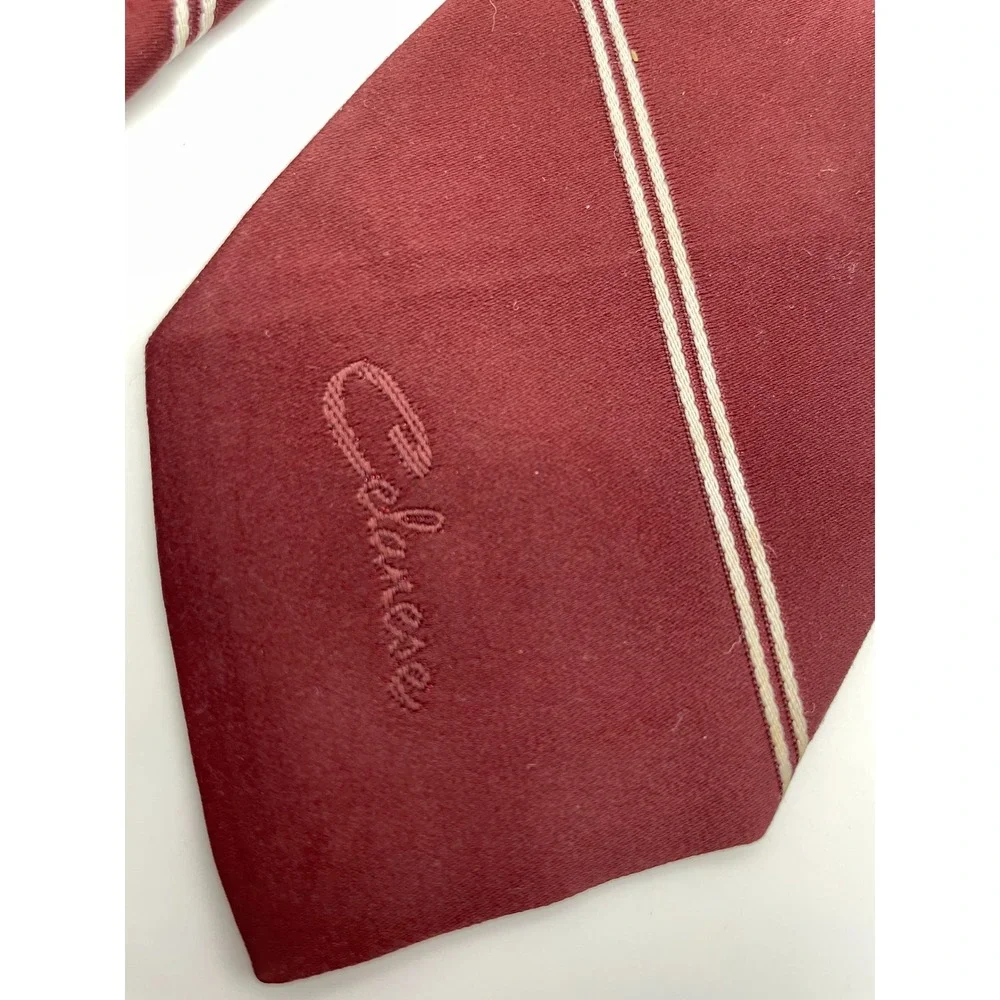 Givenchy Gentlemen Paris Burgundy Striped Silk Blend Vintage Necktie Celanese
